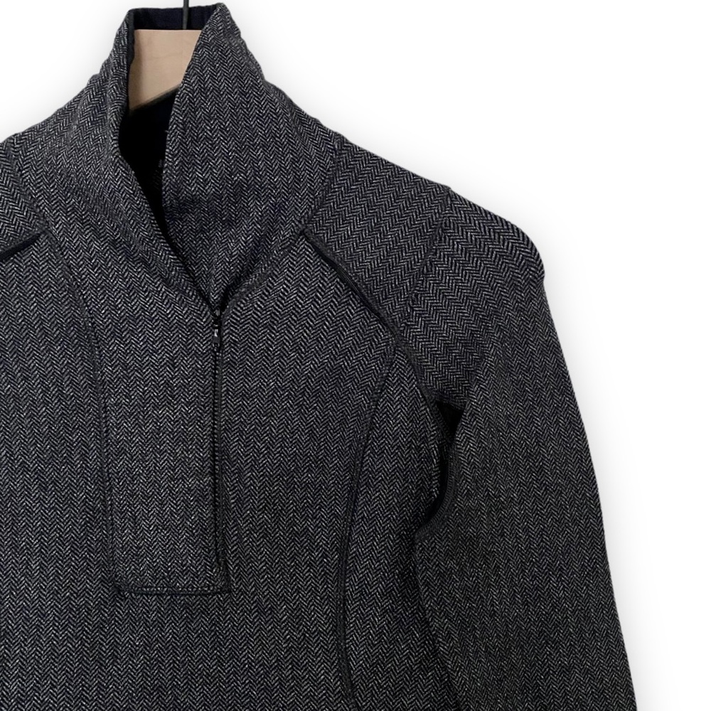 Lululemon Think Fast Pullover Heathered Herringbone Heathered Black Rulu Size 4 - Picture 7 of 13